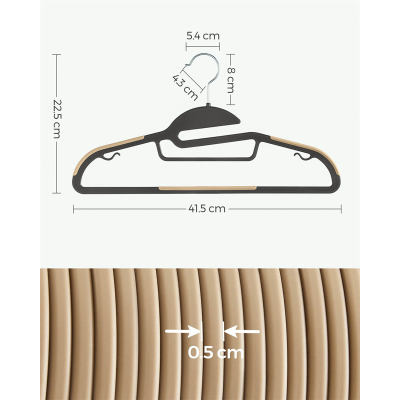 Erhart Non-Slip Standard Hanger for Suit/Coat, Black/Brown