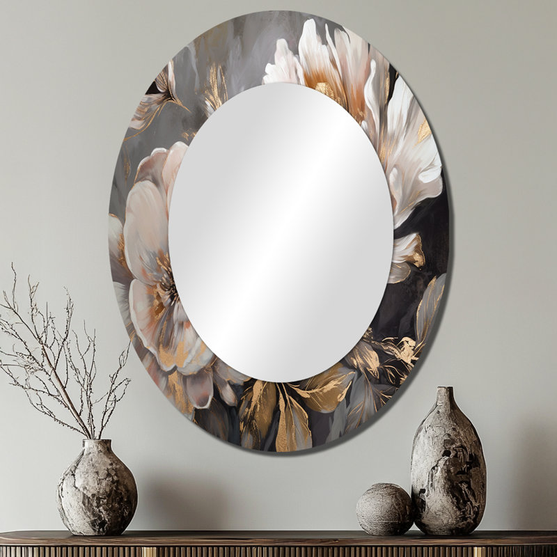 Pivoine blanche et blanche Blooms In Motion IV - Miroir mural traditionnel, 40 po x 30 po