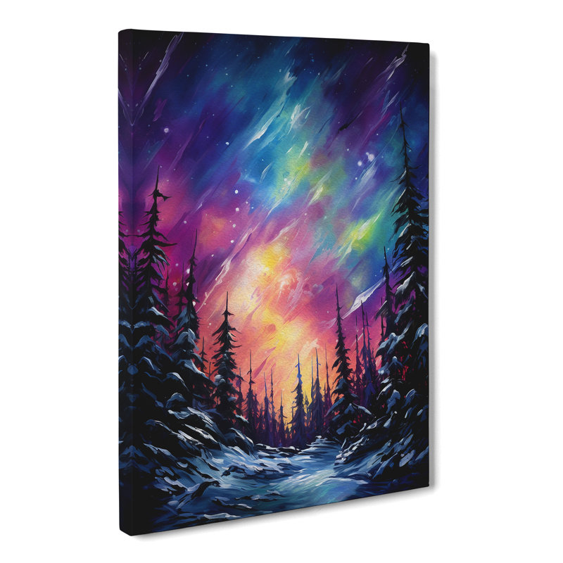 Northern Lights Action Painting - No Frame Print, 50cm H x 35cm W x 3cm D