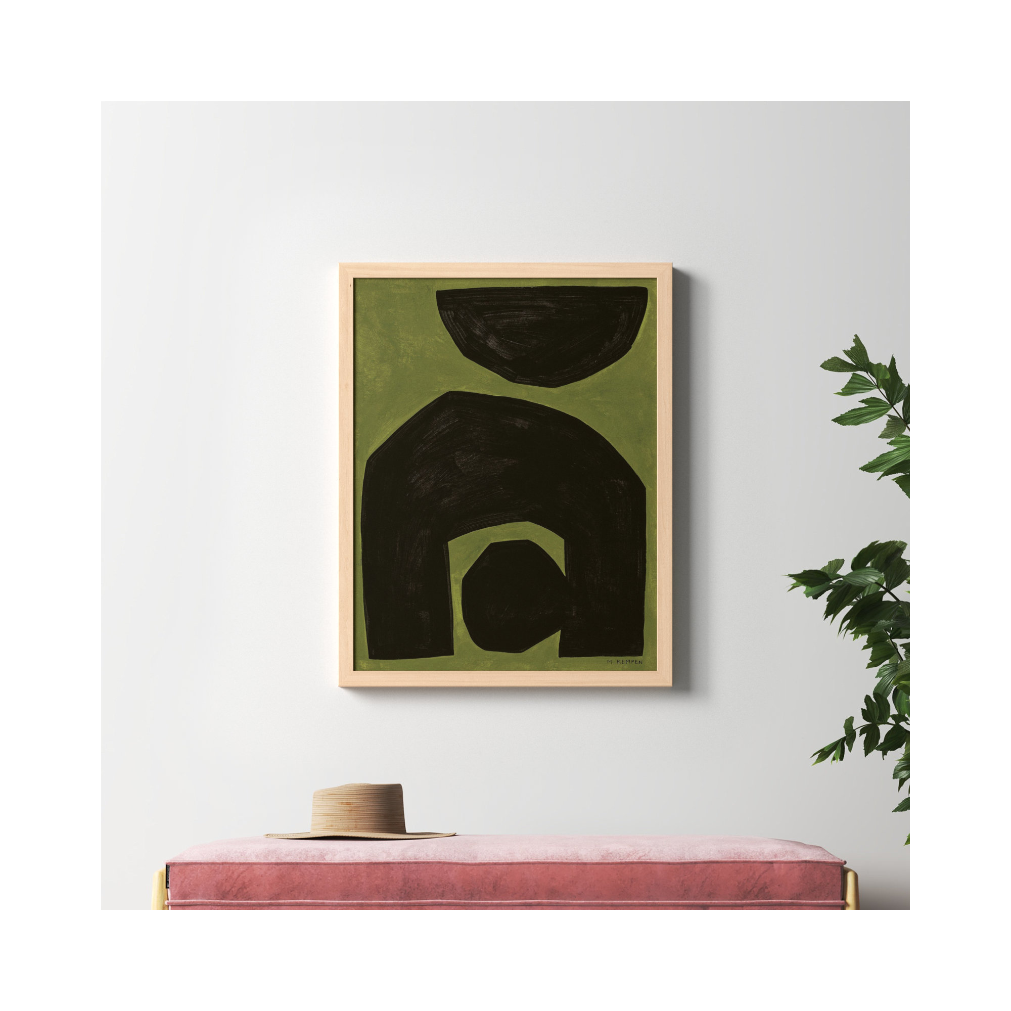 Module On Green 2 by Michael Kempen, 38" H x 30" W x 1.25" D, Yellow