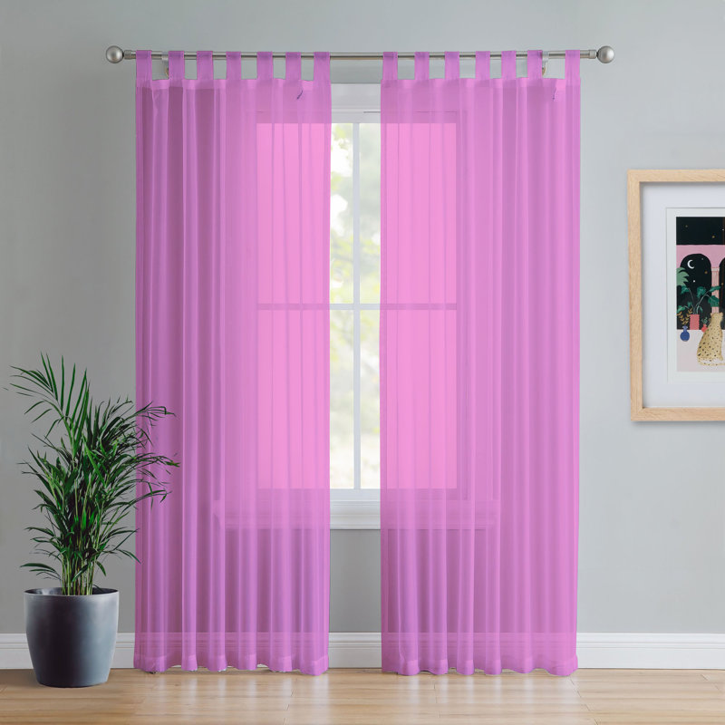 Birdsall Tab Top Sheer Single Curtain Panel, Lilac, 144 W x 137 D cm