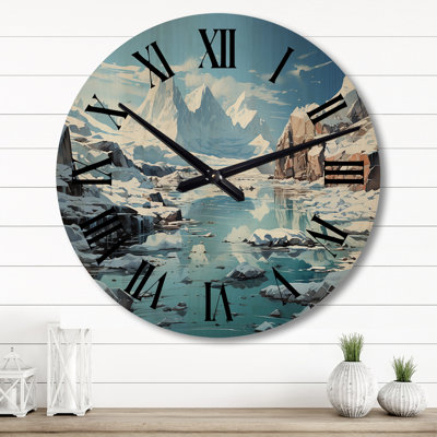 Antartica Chilling Abstraction An II - Winter Landscape Oversized Wood Wall Clock