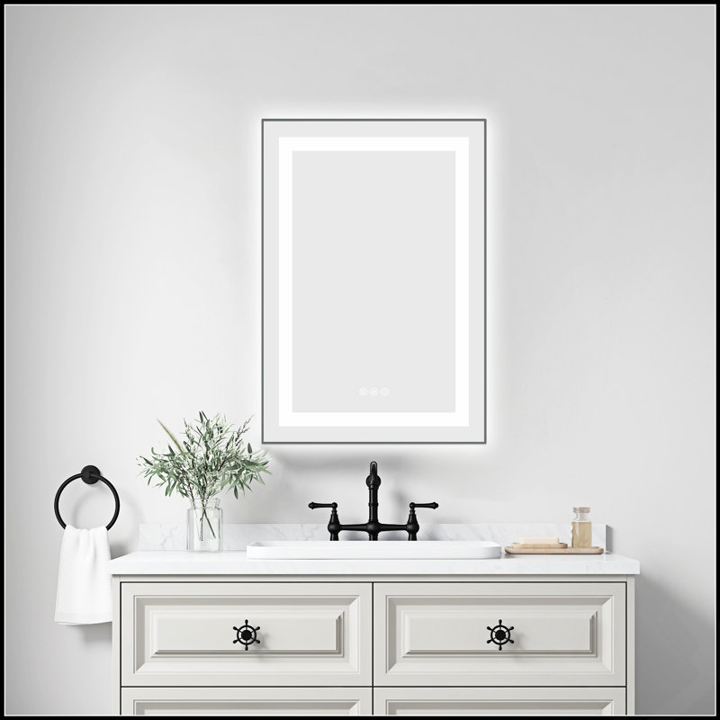 Miroir de salle de bain DEL, Gris, 20 po x 30 po