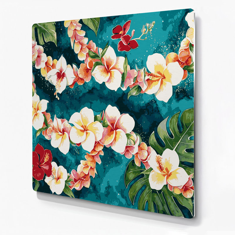Art mural bleu hawaïen hawaïen Lei, H 12 po x l 12 po