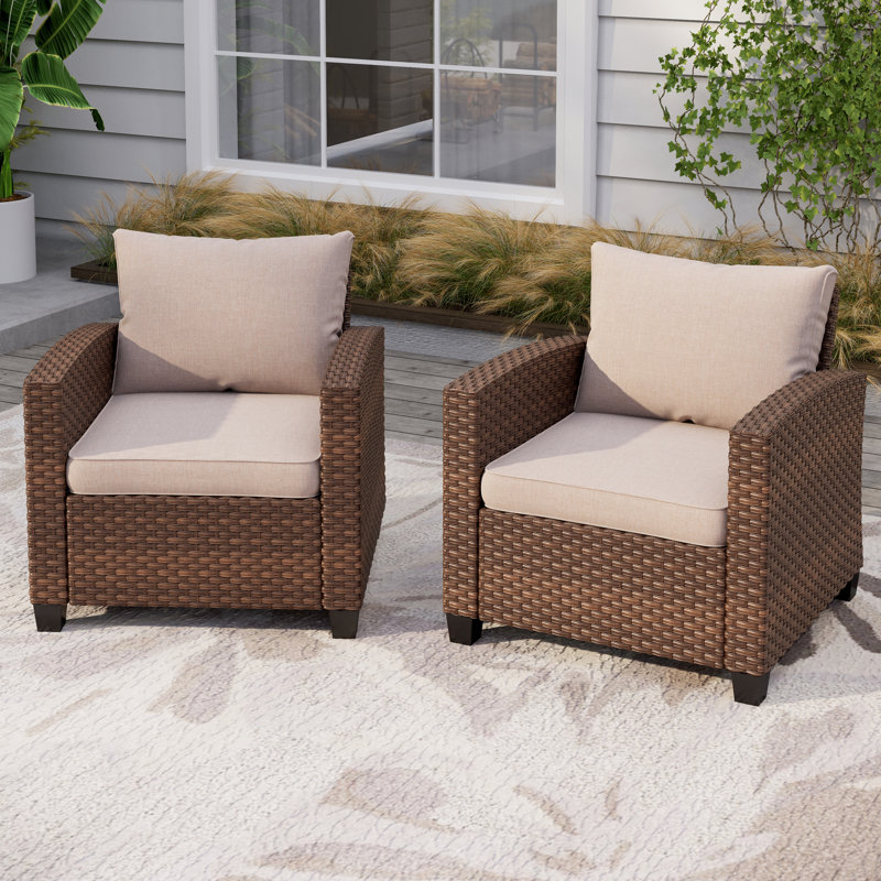 Chaise de patio avec coussins Argyri, Coussin Pro Performance, toile beige