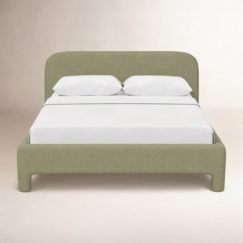 Lit standard tapissier Illy, Double, Lin laurier texturé Zuma
