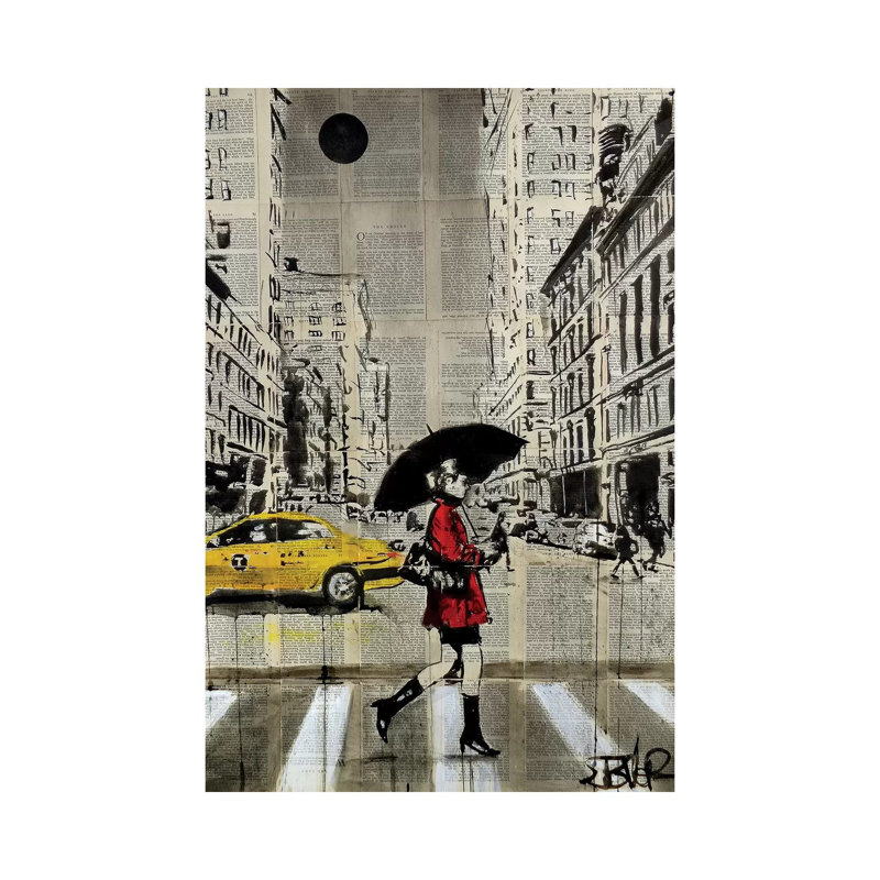 Red Coat by Loui Jover - Wrapped Canvas Print, 66.04 cm H x 45.72 cm W x 1.91 cm D