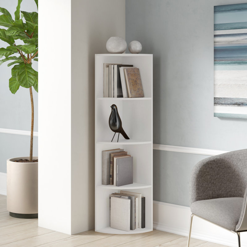 Galaviz 129.5 cm H x 30 cm W Corner Bookcase, White