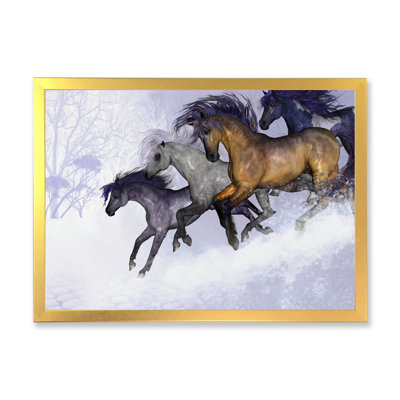 «Galpping Horses In The Winter», reproduction sur toile