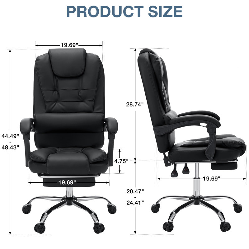 Fauteuil de bureau ergonomique avec repose-pieds Markisha, Noir