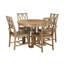 Ensemble de table de salle à manger extensible rustique 5 pièces, table ronde à tréteaux et 4 chaises à dossier croisé pour la cuisine, la salle à manger, brun