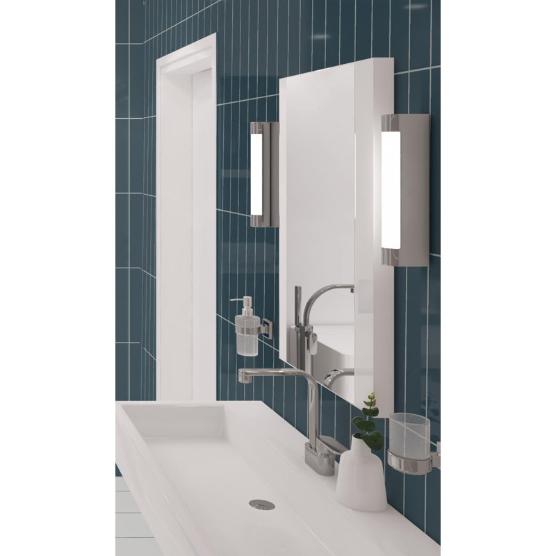 Kwiet 3" x 14" Glass Metal Look Subway Tile, Depth