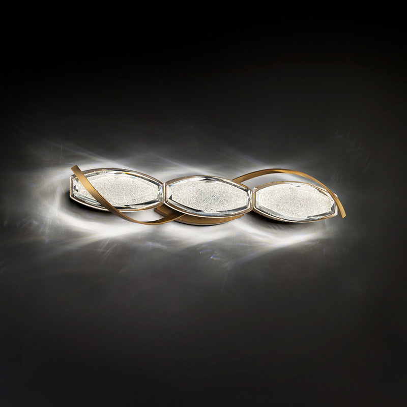 Bijoux 3 Light Crystal LED Bath Vanity & Wall Light, Aged Brass