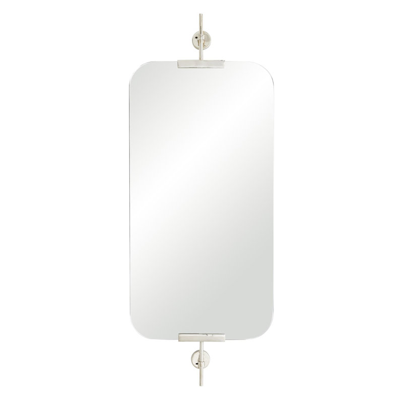Madden Flat Metal Wall Mirror, Polished Nickel