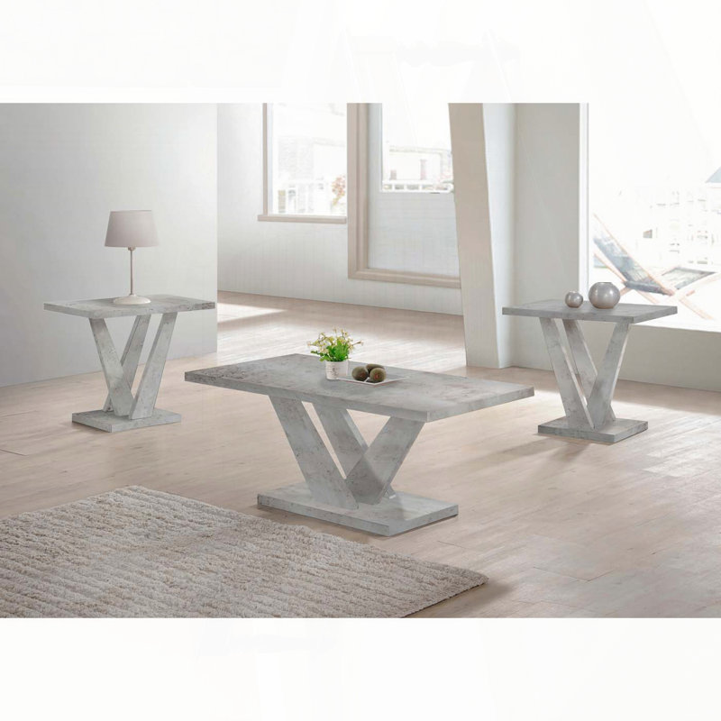 Ensemble de 3 tables basses et 2 tables de bout rectangulaires de style contemporain