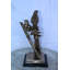 Statue en bronze au fini argent 12 x 8 x 19 po Nifao Collection Creative Art, violon et deux oiseaux