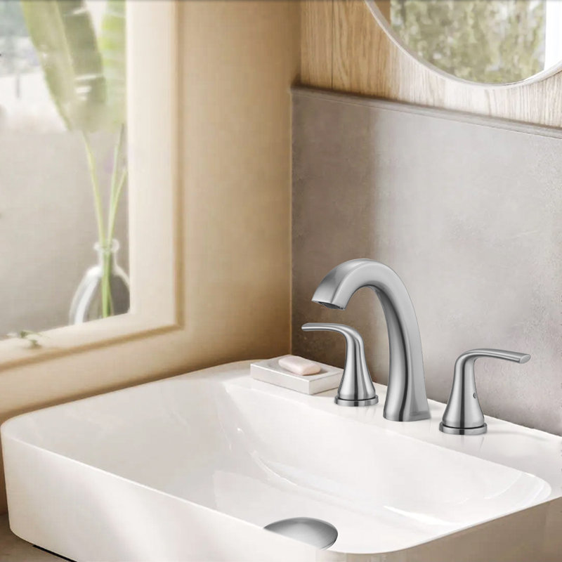 8 in. Widespread Double-Handle High-Arc Bathroom Faucet, Brushed Nickel