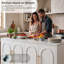 63" Kitchen Island with Storage, Arched Cabinet Doors, Marble Top & Power Outlet-1606362907