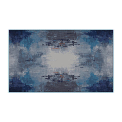 Machine Washable Blue Area Rug
