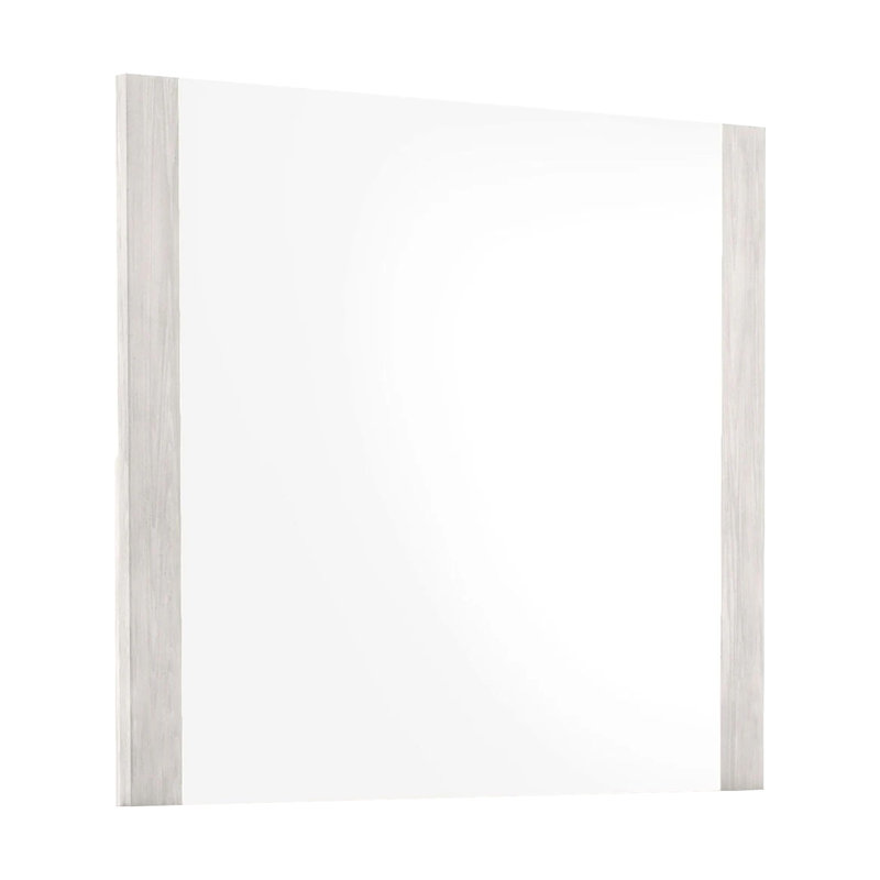 Miroir contemporain l 43,9 po, blanc délavé / gris pierre