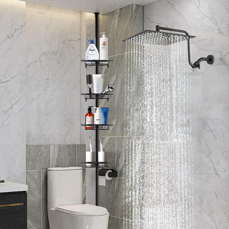 12 Inch Adjustable Extension Arm High-pressure Rain Shower Head, Matte Black