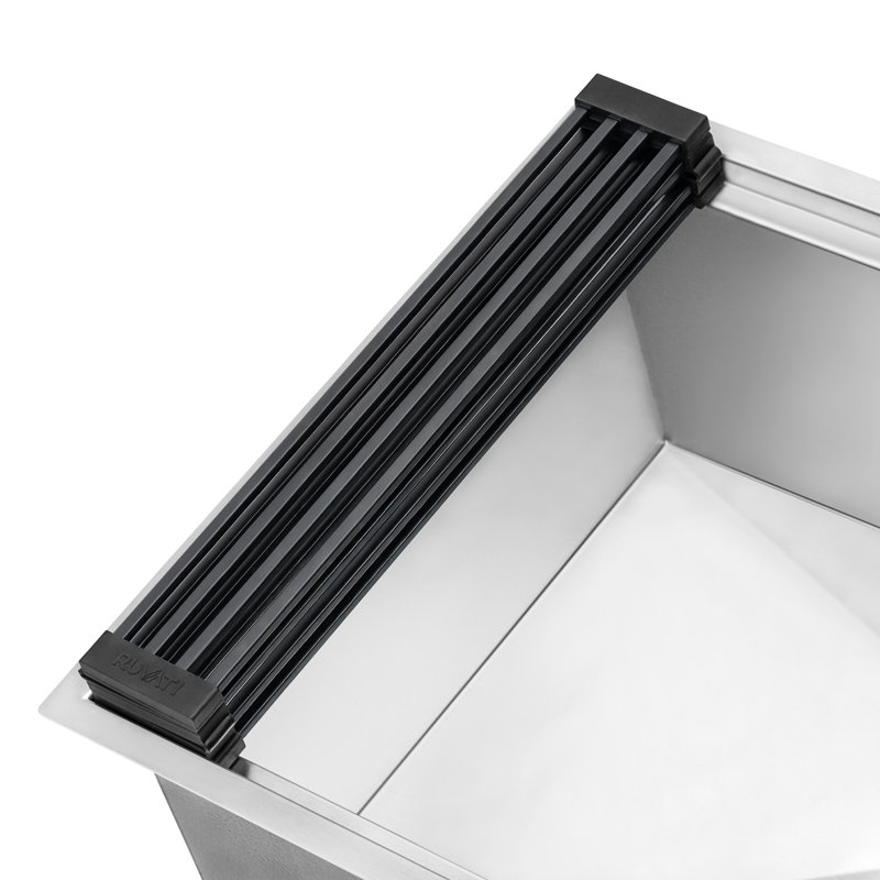 Ruvati LedgeFit Foldable Drying Rack Roll up Workstation Sinks Accessory in Gunmetal Black- RVA1395BL, Matte Black