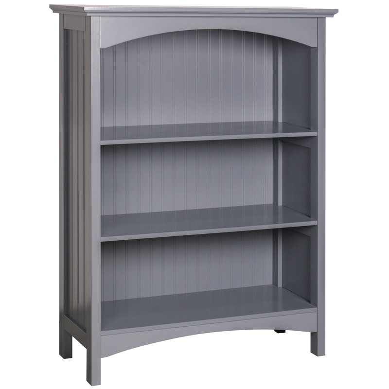 40" H x 29.5" W Wood 3 Tier Bookcase with 2 Arched Support, Storage and Display Bookshelf for Home Office and Living Room, Gray