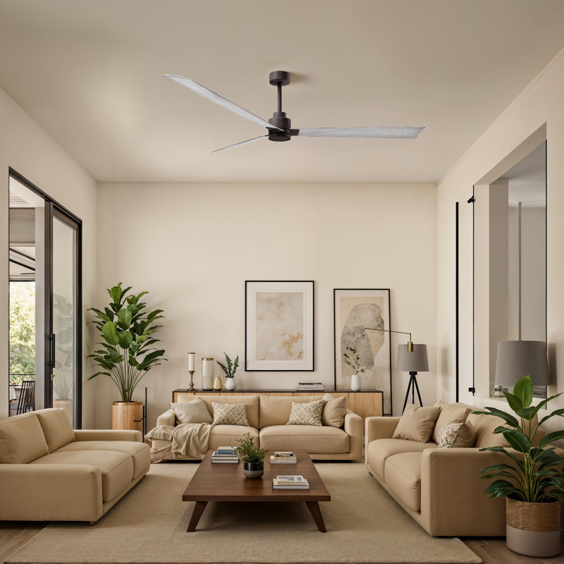 Ventilateur de plafond Alessandra 72, Bronze texturé, Ton bois de grange