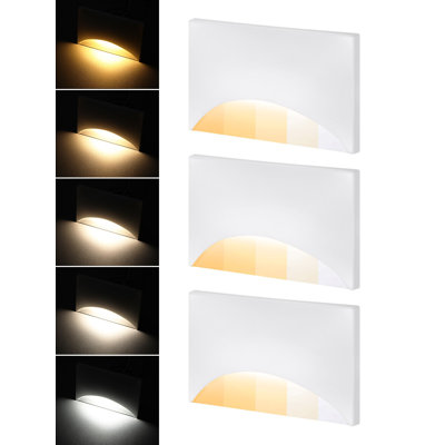 5CCT LED Step Lights, Dimmable LED Stair Lights, CRI90, ETL, IP65 Waterproof, 2700K/3000K/3500K/4000K/5000K, Aluminum, White