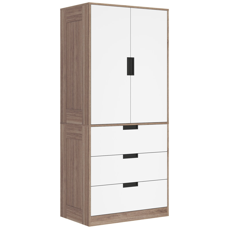 Keiralyn 2 Door Manufactured Wood Wardrobe, White/Brown