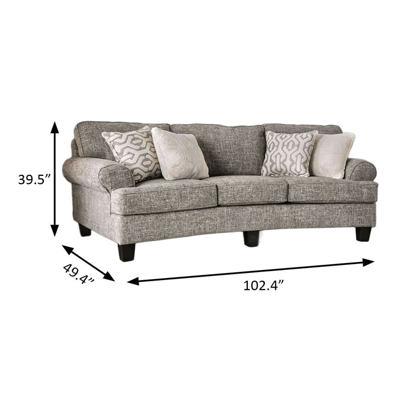 102.4" W Transitional Sofa, Gray