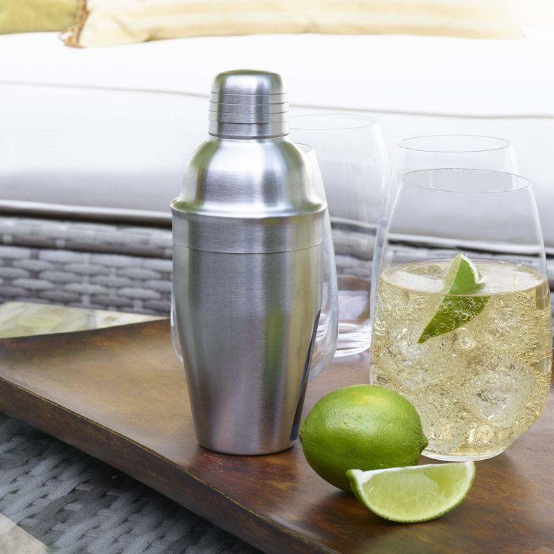 Shaker à cocktail en acier inoxydable Houdini, Acier inoxydable, H 7,2 po x l 3 po x P 3 po