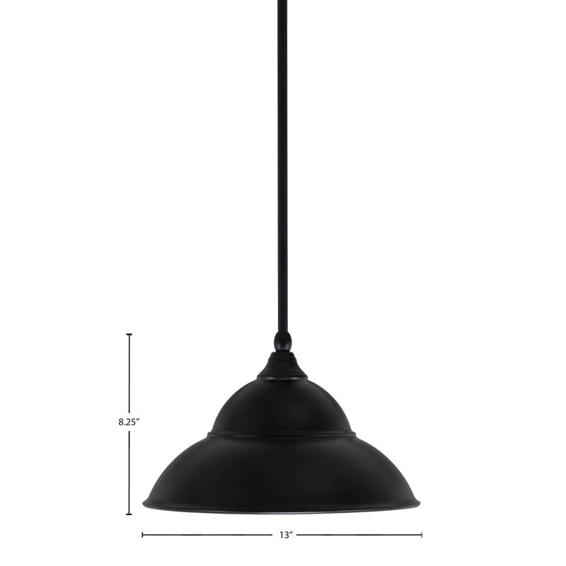 Mini-luminaire suspendu suspendu avec tige en métal, H 8,5 po x l 13 po, Noir mat