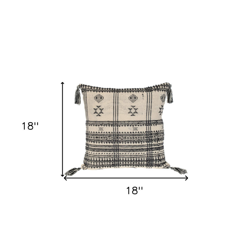 Coussin en coton 18 "beige et noir Southwestern