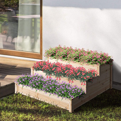 Aalimah 470L Raised Garden Bed, 3-Tier Planter Kit, 124 x 124 x 56 cm