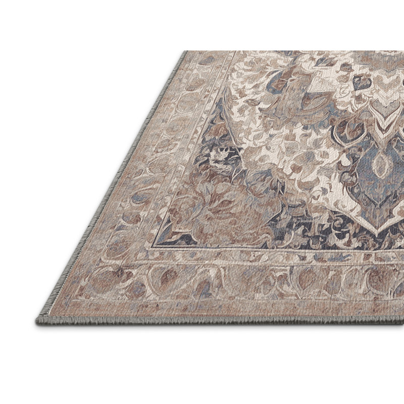 Machine Washable Gray Area Rug, Square 5'