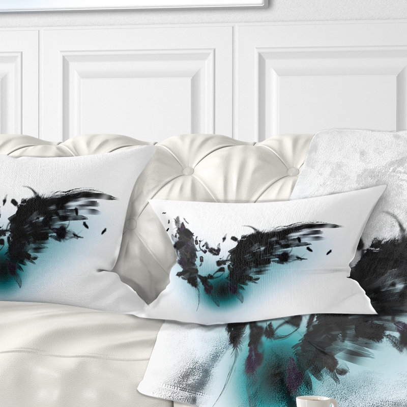 Black Wings - Abstract Printed Throw Pillow