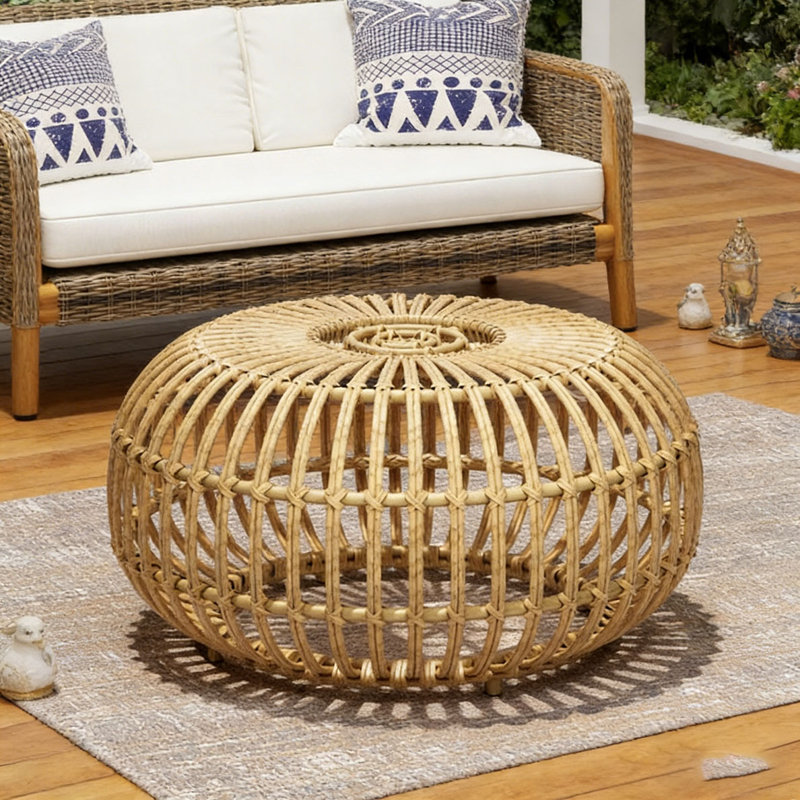 Table basse en faux rotin