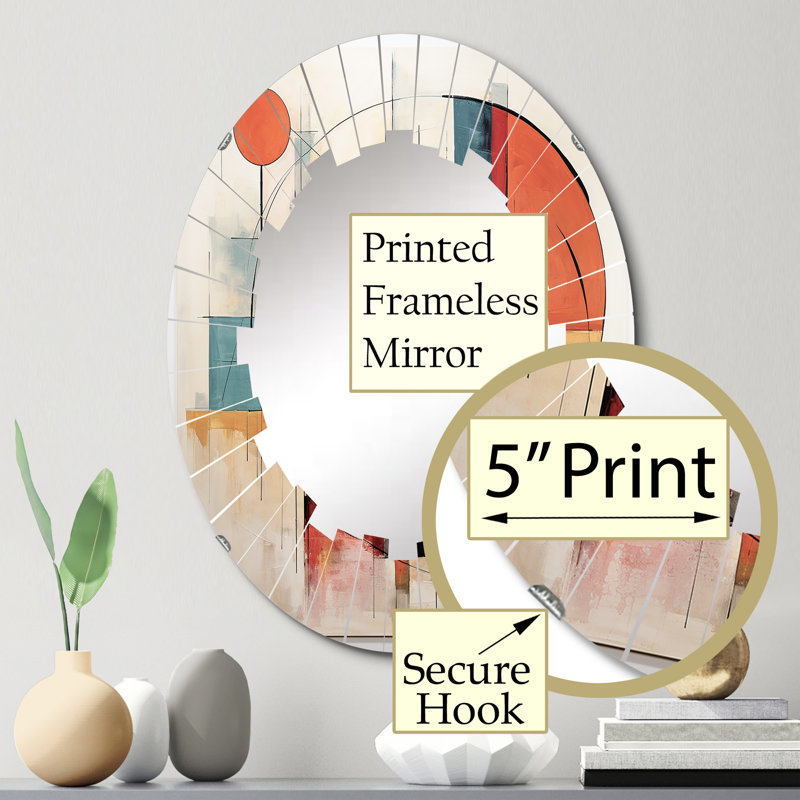 Hatherop - Mid-Century Wall Mirror Oval, 30 po x 20 po