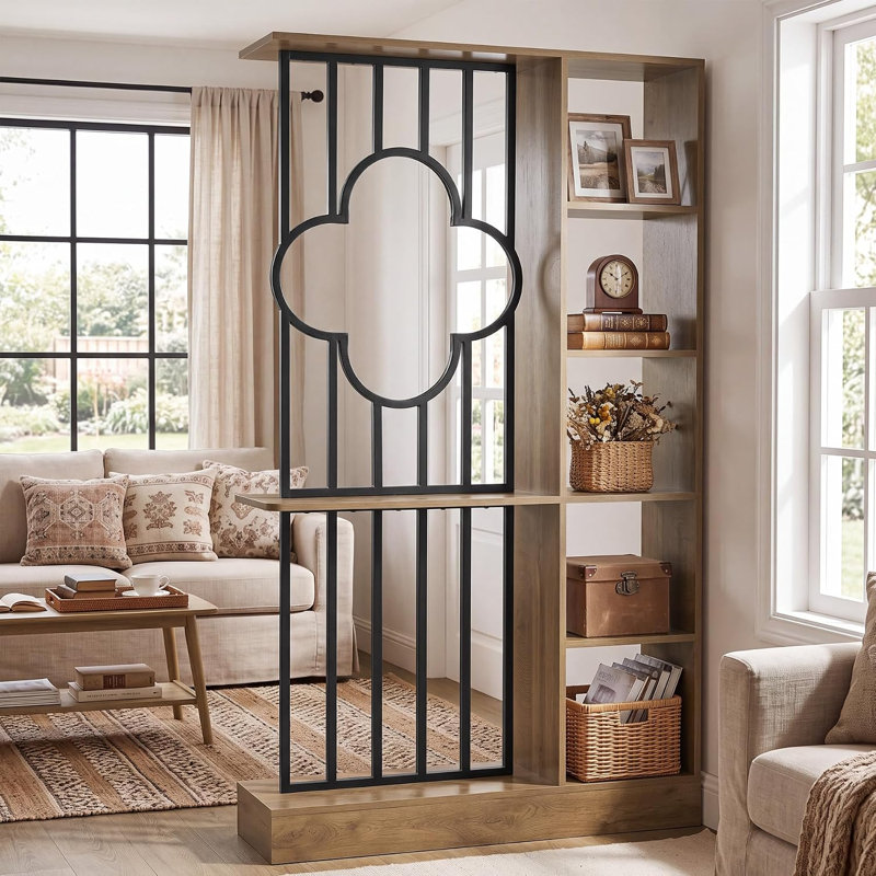 71" Tall Room Divider with Shelves