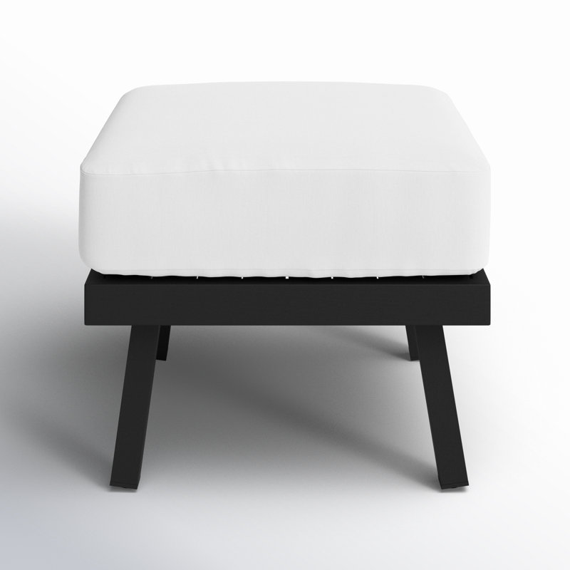 Armando Upholstered Outdoor Ottoman, White Sunbrella®, Black