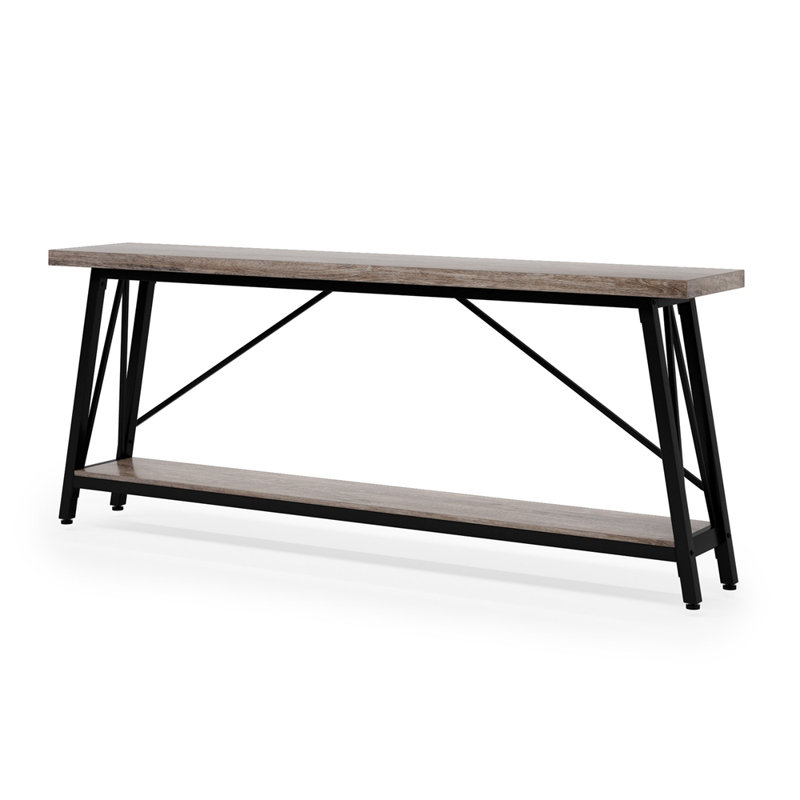 70.9" Extra Long Sofa Table Behind Couch, Industrial Entry Console Table for Hallway, Entryway & Living Room, Gray