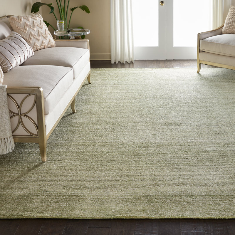 Tapis vert citron touffeté à la main Zendejas, Rectangle 9 pi 6 po x 13 pi