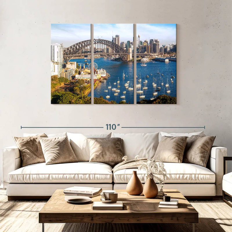 Vue panoramique de Sydney, H 48 po x l 74 po