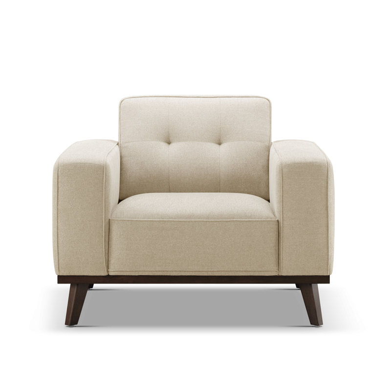 Chaise rembourrée Vicenza Mid-Century, beige, Beige