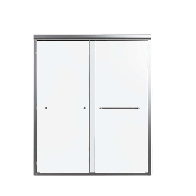 72" H Double Bypass Shower Partition, 56"-60" W, Tempered Glass, , Secure Bathroom Door Semi- Door, 1/4" Unbeatable Performance