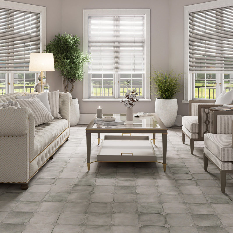 Laverton Octagon W/Taco 7-7/8 In. X 7-7/8 In. Porcelain Floor And Wall Tile, Gray
