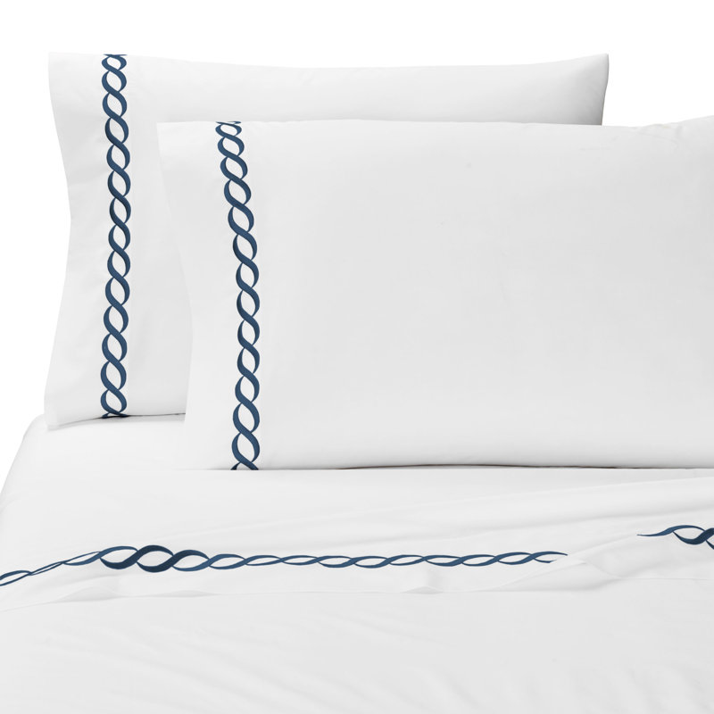 Taies d'oreiller en percale en mélange de coton 300 fils Brenna, Très grand, Bleu marine