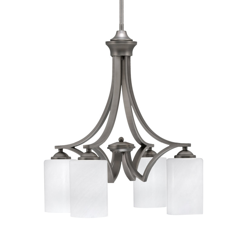 Lustre 4 lumières Zilo avec verre blanc de 4 po Zilo, Graphite