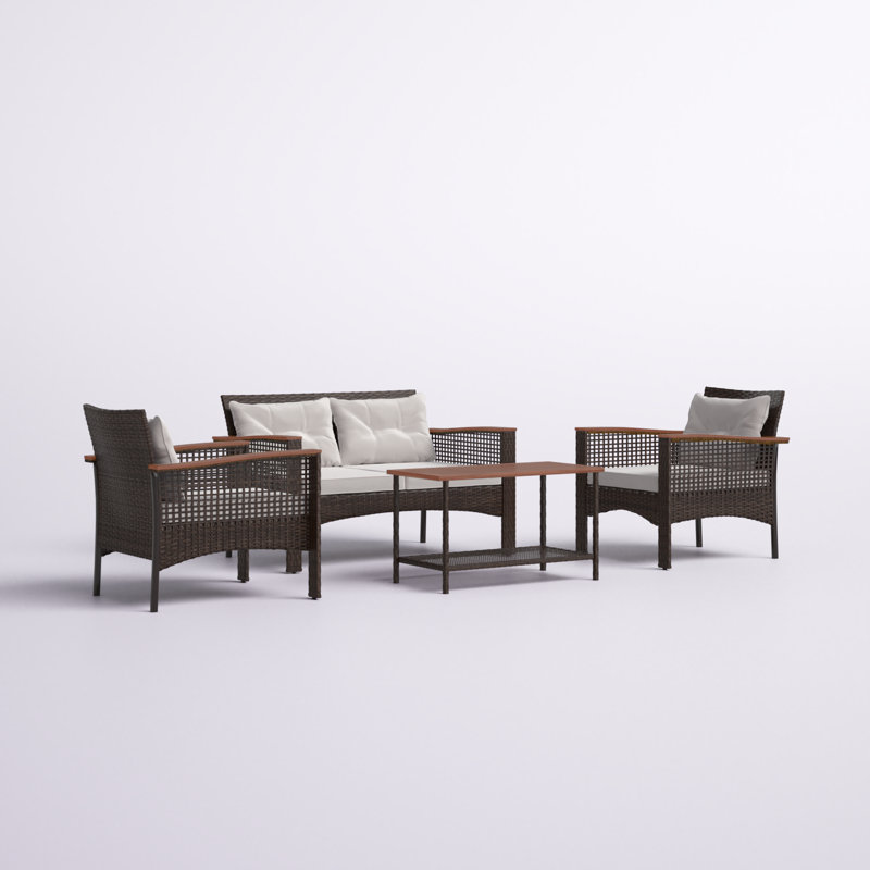 Alexzandrea 4 - Person Patio Conversation Set with Cushions